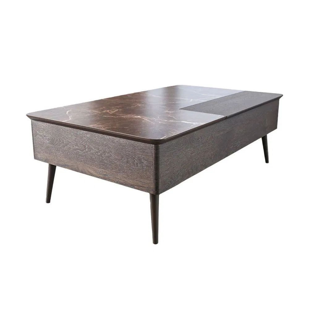 Mesa de Café com Tampo Elevatório Inteligente de Madeira para Sala de Estar Moderna