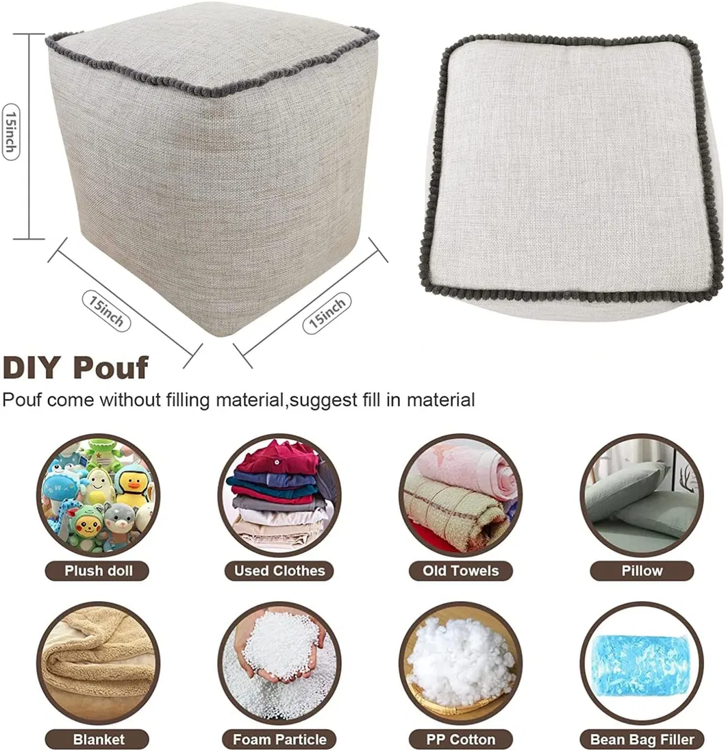 Pufe de Algodão e Linho Room Essentials para Descanso dos Pés, Decoração de Sala de Estar, Almofada