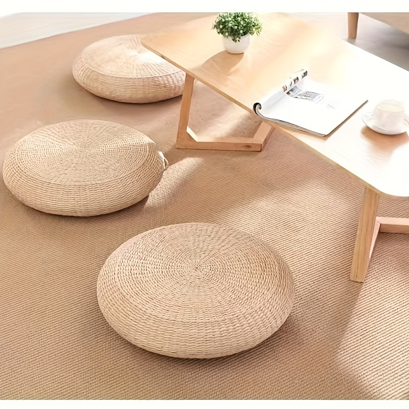 Almofada de Tatami Tecida à Mão Promocional Puff de Palha Espessada Acessório de Decoração para o Lar