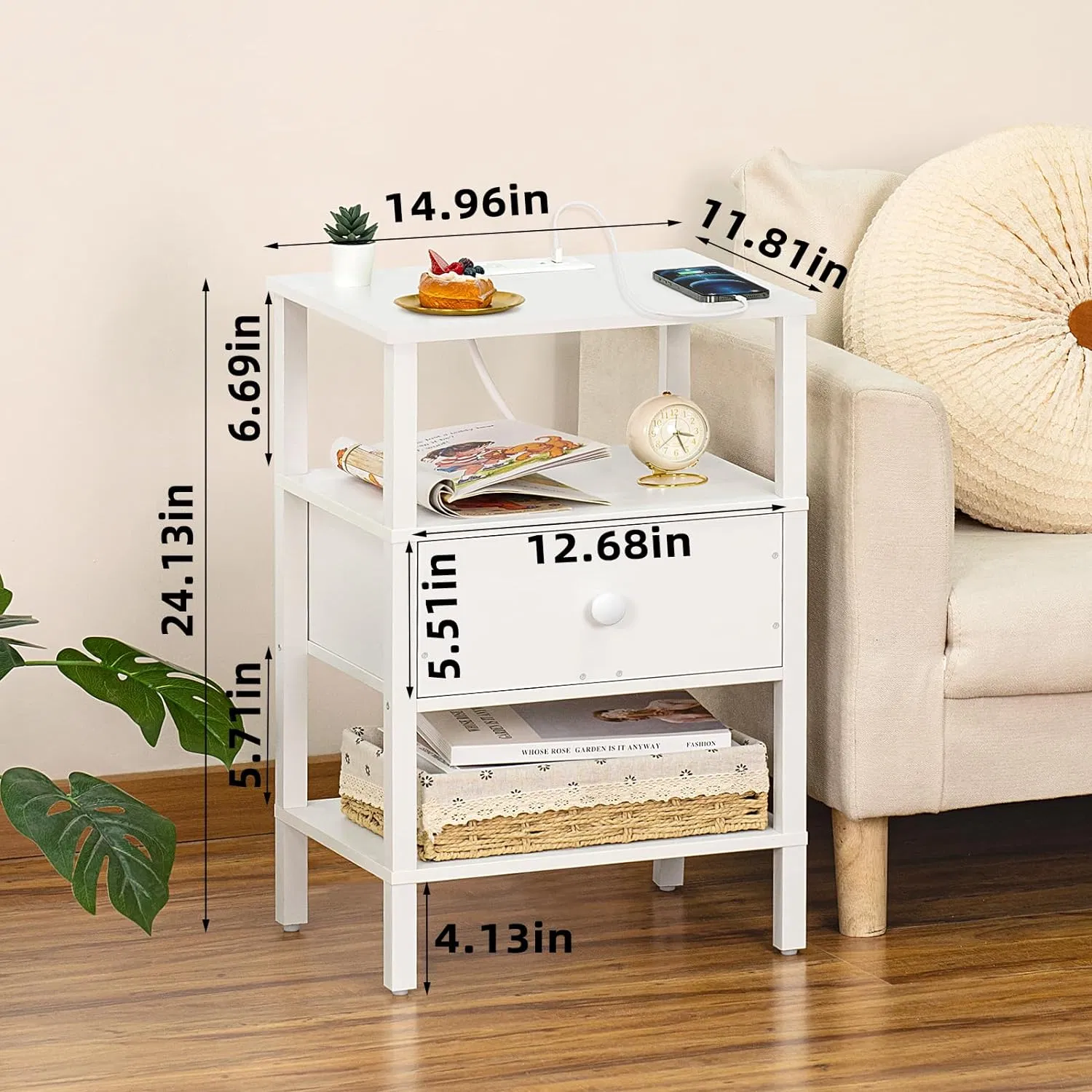 Mesa de Cabeceira de Bambu para Uso Doméstico