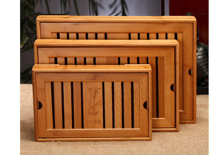 Placa de Chá Kung Fu de Madeira Natural para Mesa de Casa por Atacado da China, Bandeja de Servir Chá de Bambu