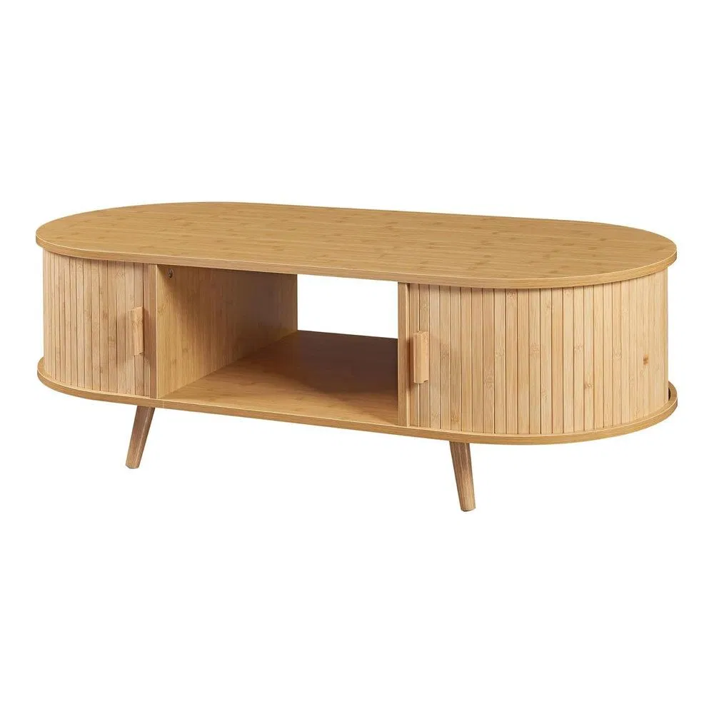 Mesa de Centro Redonda Oval de Madeira para Sala de Estar Mobiliário Moderno Mesa de Café Inteligente