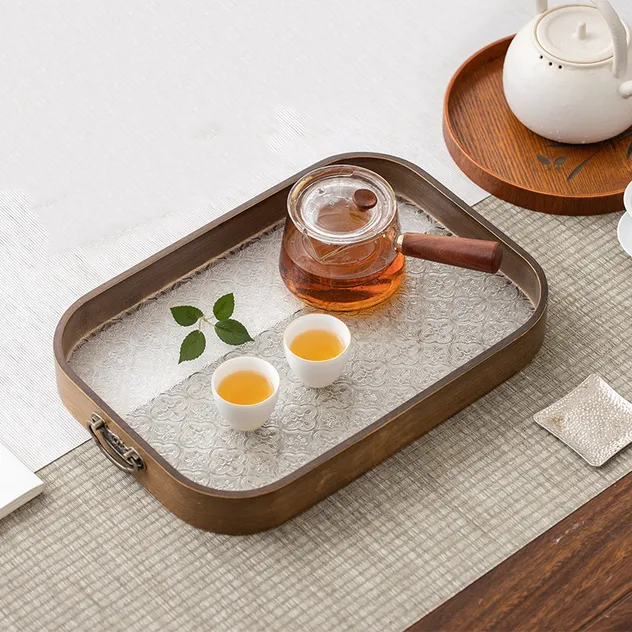 Bandeja de Bambu Minimalista Moderna para Chá e Frutas Estilosos