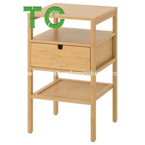 Mesa de cabeceira de bambu por atacado 3-Tier com gaveta