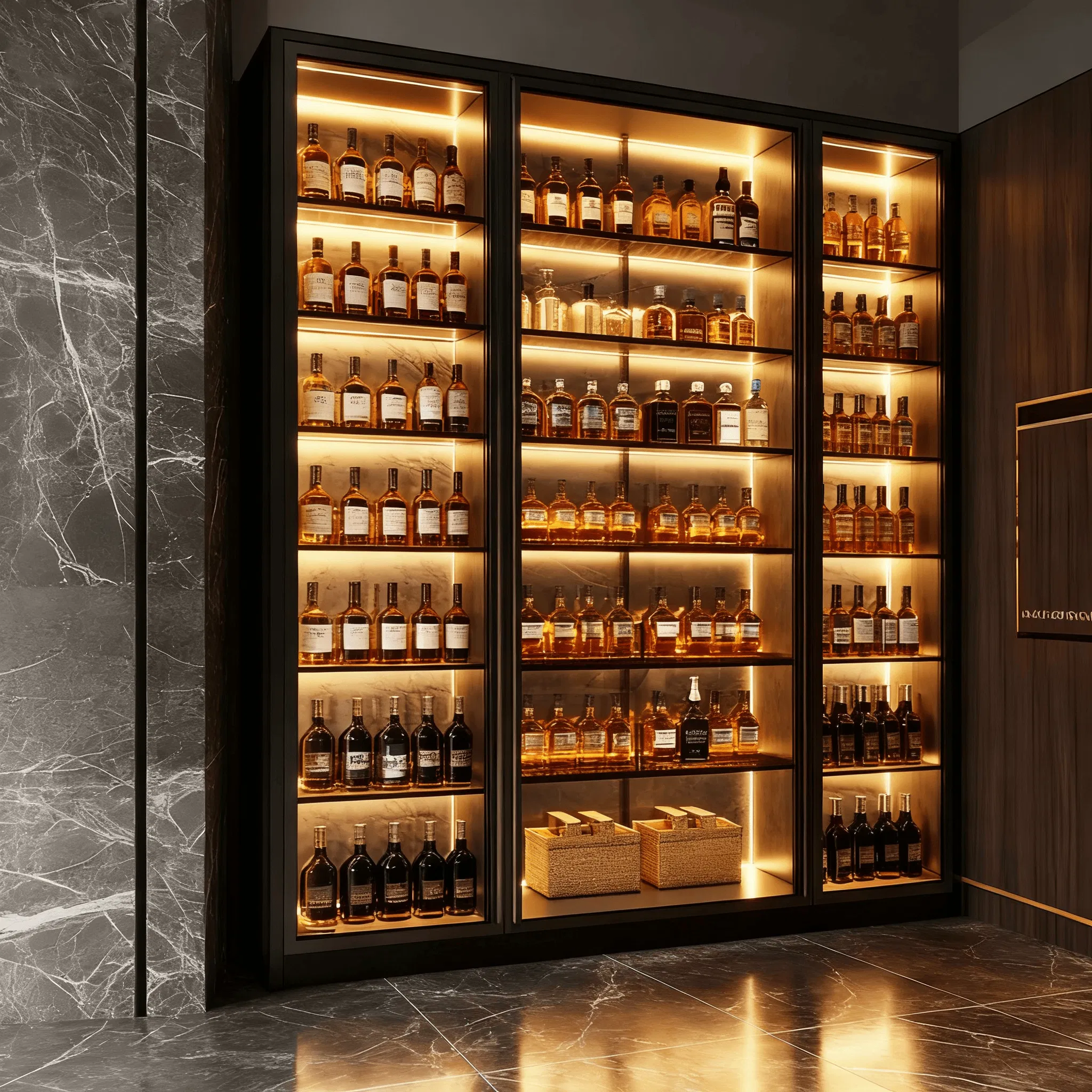 Armário de Armazenamento de Vinho em Aço Inoxidável Moderno com Controle de Temperatura