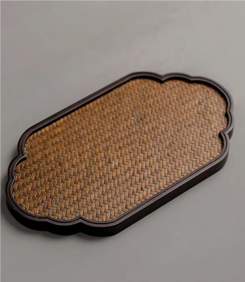 Conjunto de Chá de Bambu Woven Retro Elegante com Bandeja de Infusão