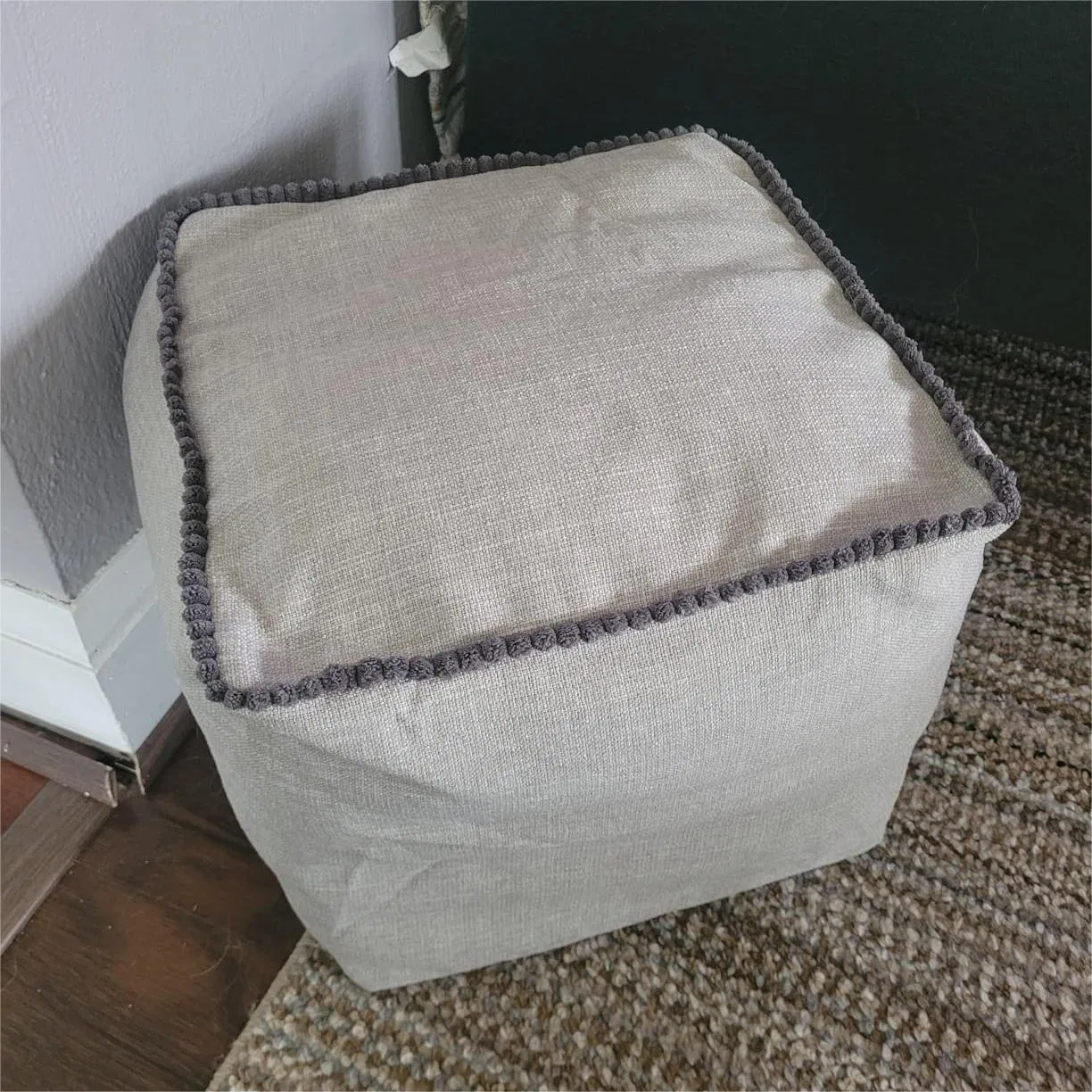 Pufe de Algodão e Linho Room Essentials para Descanso dos Pés, Decoração de Sala de Estar, Almofada
