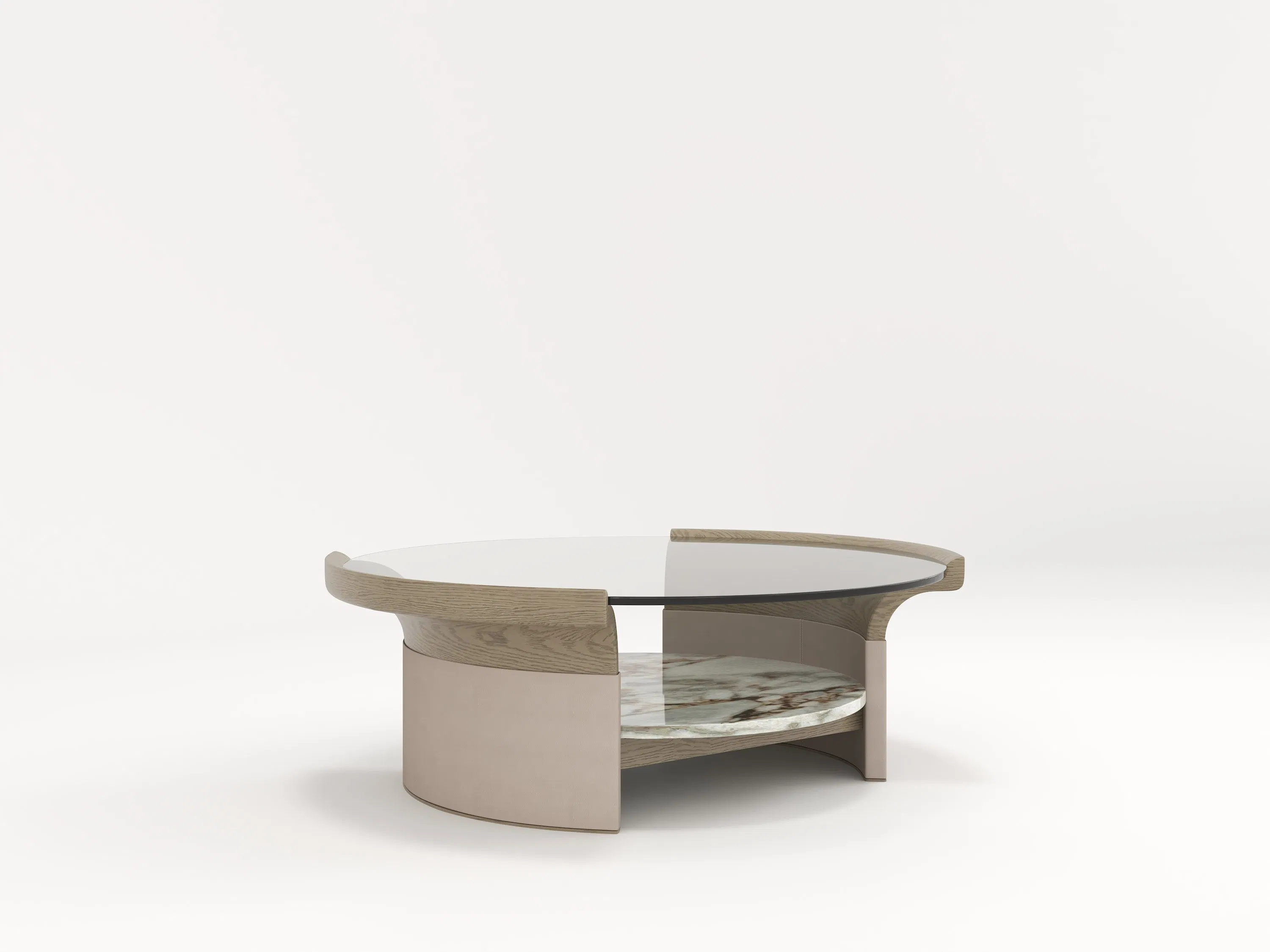 Mesa de Café de Luxo Moderno em Madeira Sólida com Topo de Vidro Designer em Alta Venda