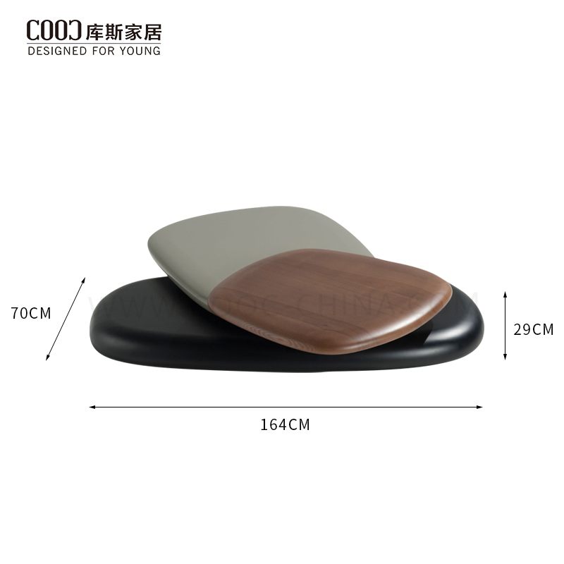 Design de Forma de Pedra Rotativa Móveis de MDF para Sala de Estar Mesa de Café Luxuosa Moderna em Madeira de Noz