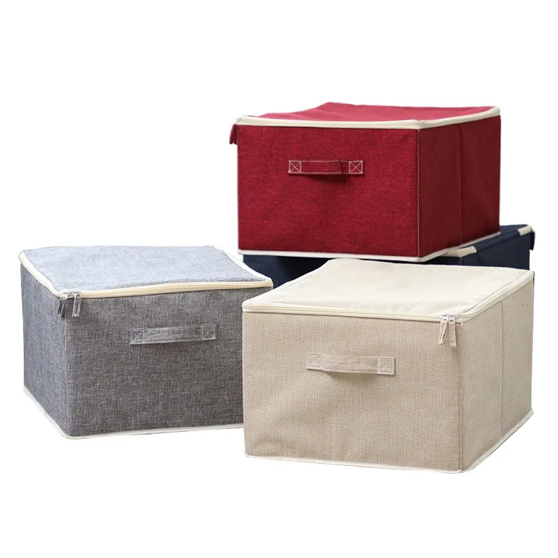 Organizador de Armazenamento com Zíper em Burlap Ecológico para Casa