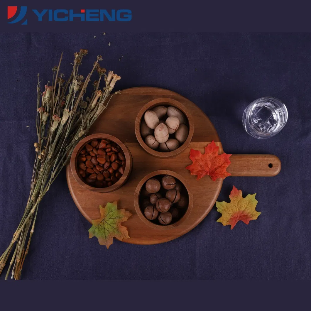 Bandeja de Servir de Madeira Paulownia Multifuncional para Frutas Secas, Café e Petiscos