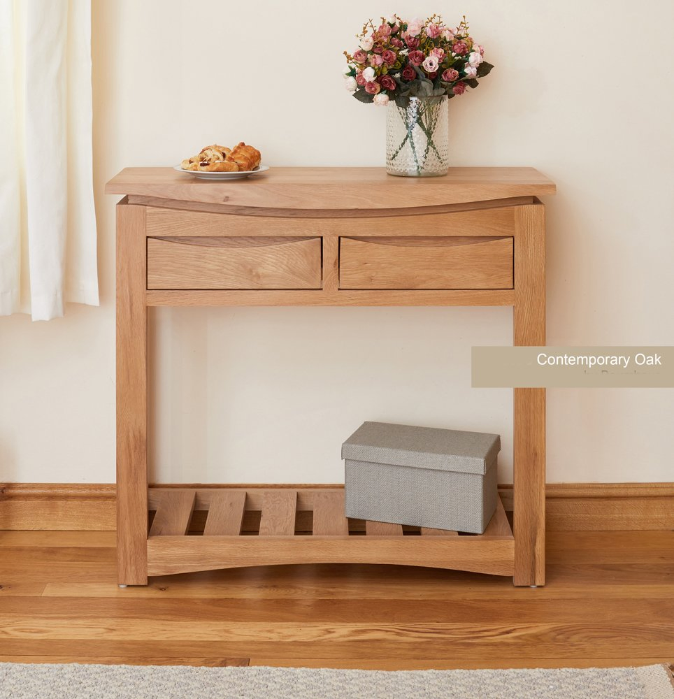 Mesa de Console de Madeira de Carvalho Nórdica de Design Contemporâneo para Atacado, Mesa de Sofá para Sala de Estar, Mesa de Entrada Estreita, Mesa de Corredor para Cantos de Parede em Casa