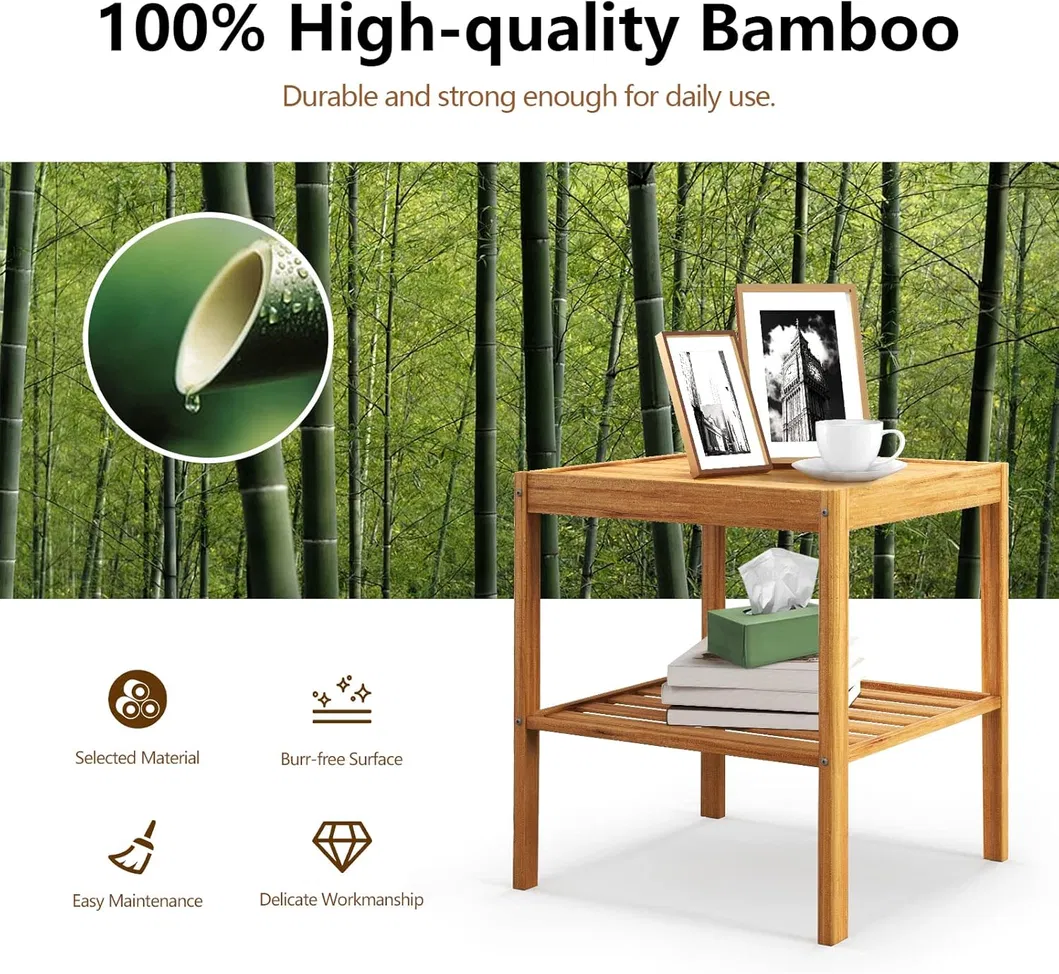 Mesa de Cabeceira de Bambu para Quarto, Sala de Estar, Mesa de Cabeceira de Bambu