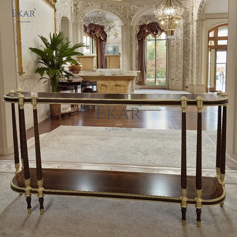 Mesa Console Clássica de Madeira Sólida para Entrada e Armazenamento na Sala de Estar