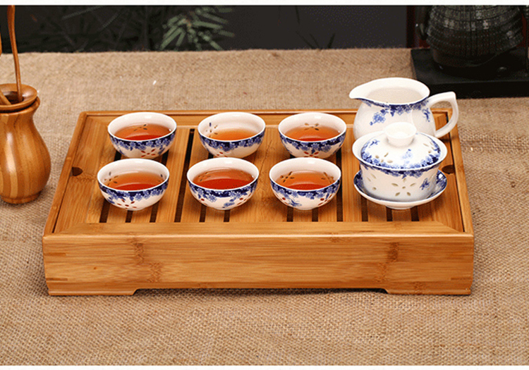 Placa de Chá Kung Fu de Madeira Natural para Mesa de Casa por Atacado da China, Bandeja de Servir Chá de Bambu