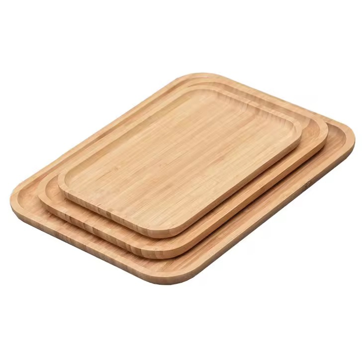 Bandeja dobrável de bambu portátil para servir café, lanche e chá na mesa de jantar