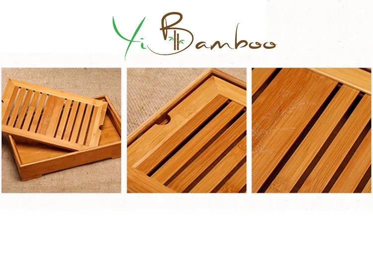 Placa de Chá Kung Fu de Madeira Natural para Mesa de Casa por Atacado da China, Bandeja de Servir Chá de Bambu