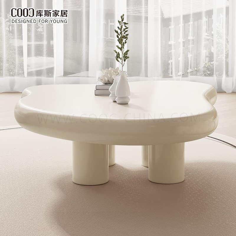 Mesa de Centro de Café Nórdica Pequena Branca Moderna de Madeira MDF para Sala de Estar