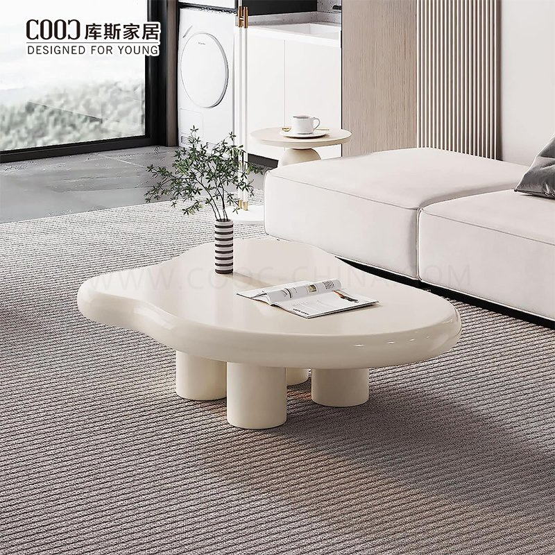 Mesa de Centro de Café Nórdica Pequena Branca Moderna de Madeira MDF para Sala de Estar