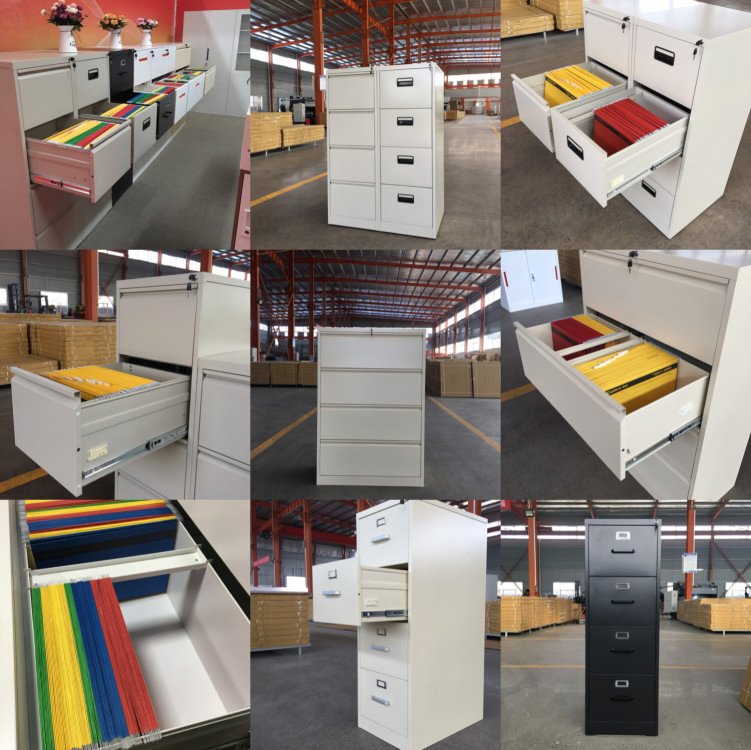 Armário de Arquivo Vertical de Metal para Escritório, Armário de Armazenamento de Aço com 4 Gavetas