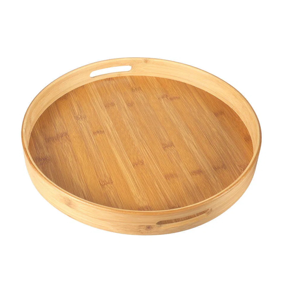 Bandeja Circular de Bambu Multiuso para Restaurante, Jantar em Casa e Serviço de Chá