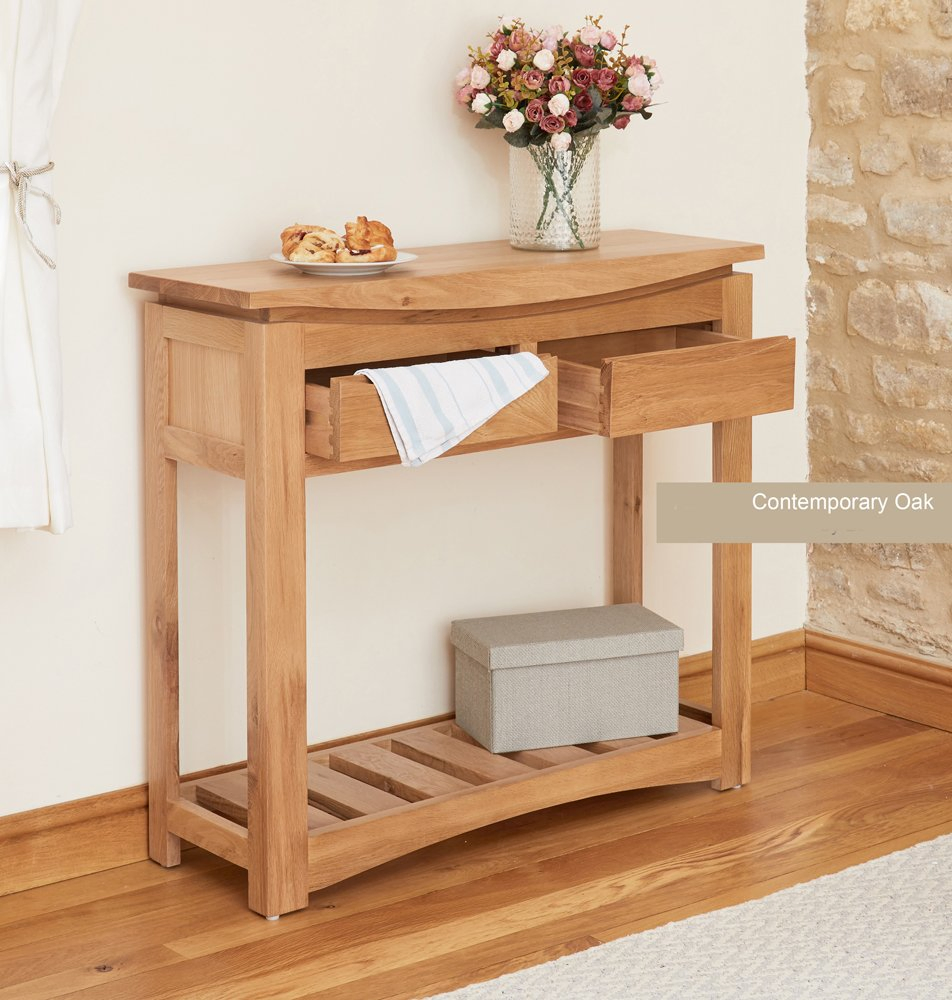 Mesa de Console de Madeira de Carvalho Nórdica de Design Contemporâneo para Atacado, Mesa de Sofá para Sala de Estar, Mesa de Entrada Estreita, Mesa de Corredor para Cantos de Parede em Casa