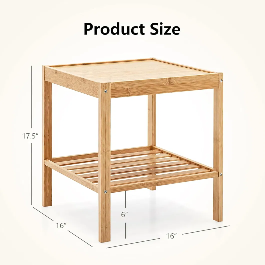 Mesa de Cabeceira de Bambu para Quarto, Sala de Estar, Mesa de Cabeceira de Bambu
