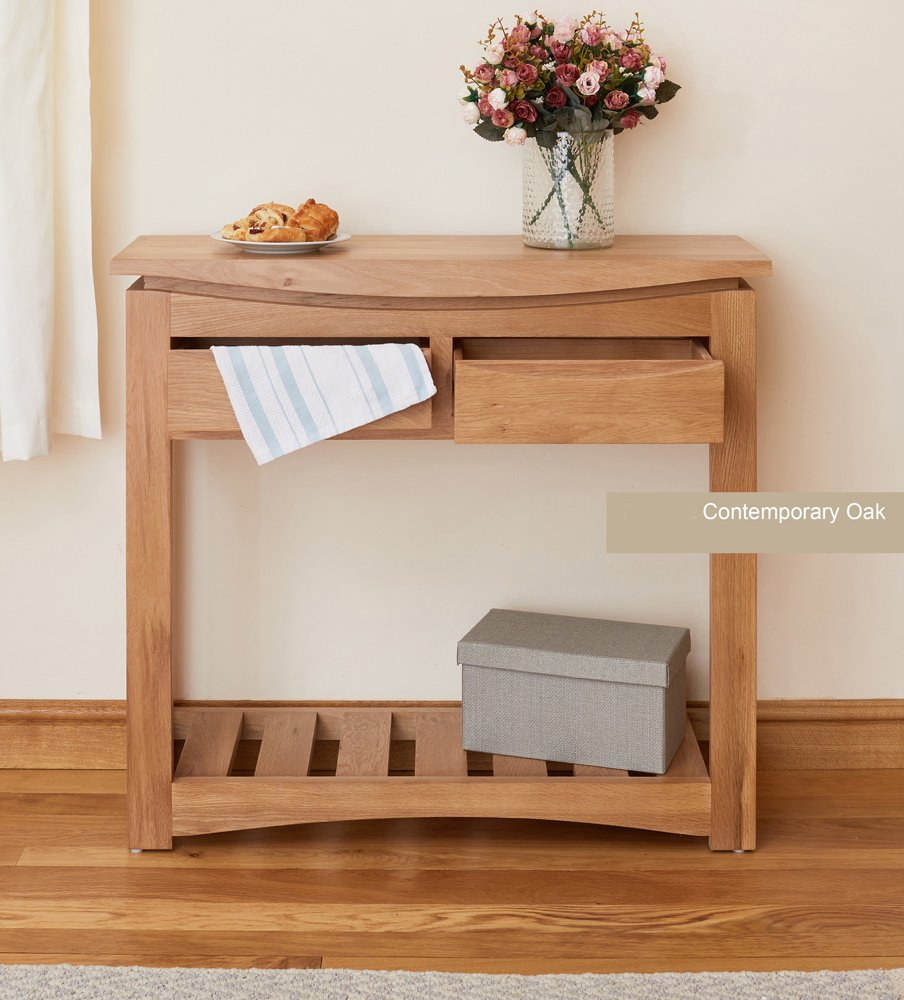 Mesa de Console de Madeira de Carvalho Nórdica de Design Contemporâneo para Atacado, Mesa de Sofá para Sala de Estar, Mesa de Entrada Estreita, Mesa de Corredor para Cantos de Parede em Casa