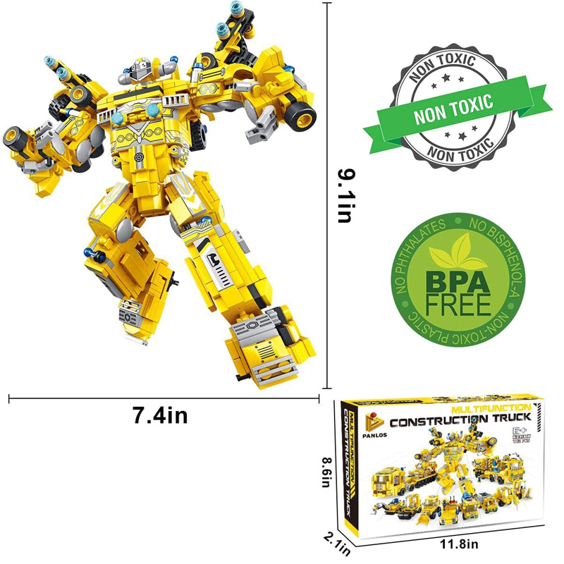 723 PCS Robot Building Kit 8-in-1 Kids Model Engineering Construction Vehicle Sets Stem Learning Building Bricks