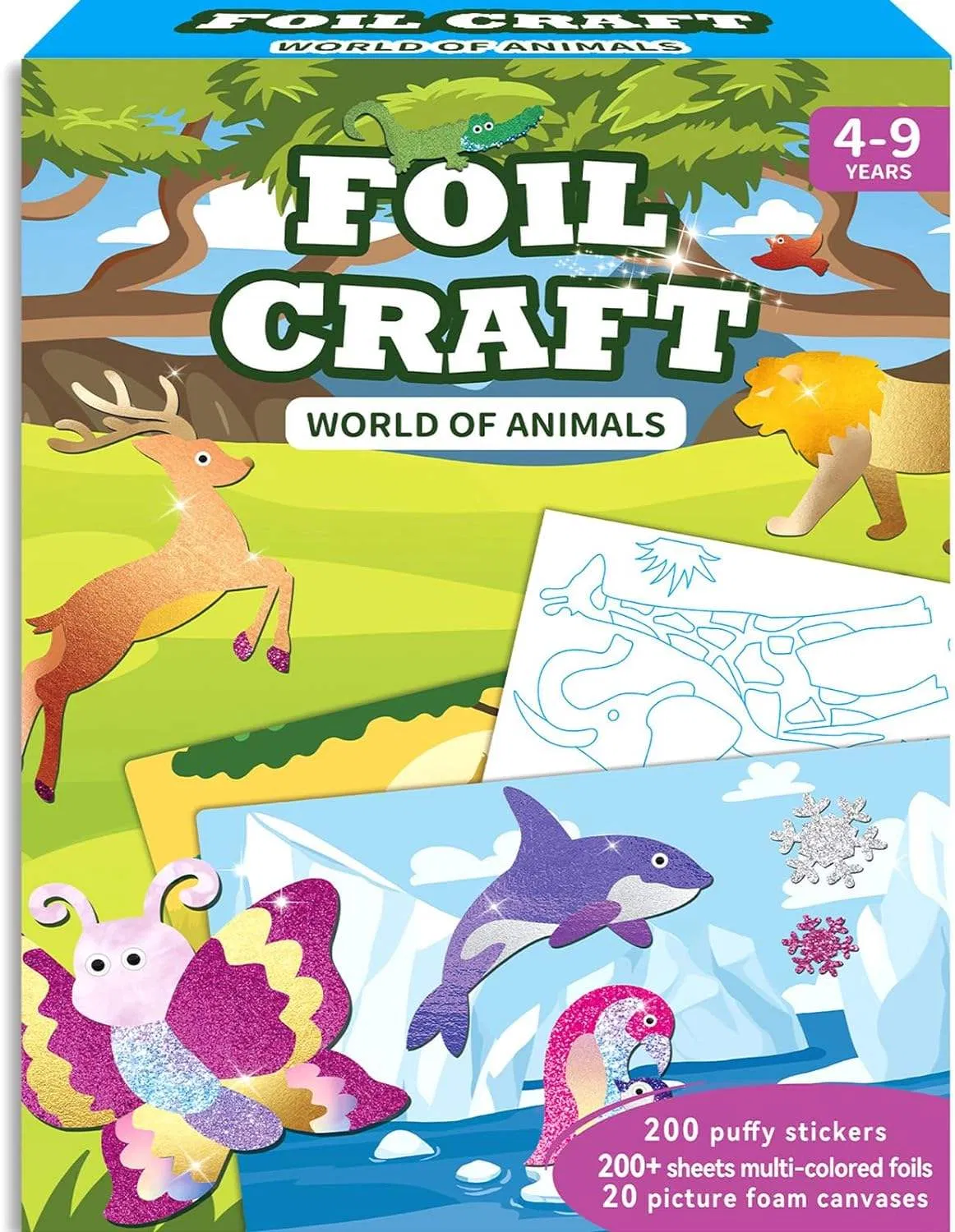 Roll Over Image to Zoom in Art &amp; Craft Activity Toys Kit, Foil Fun Animals Crafts, DIY Creative Toy