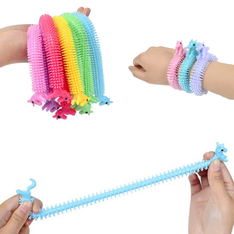 Stretchy TPR Kids Unicorn Fidget Bracelet Pull String Flexible Monkey Noodle Anti Stress Toy