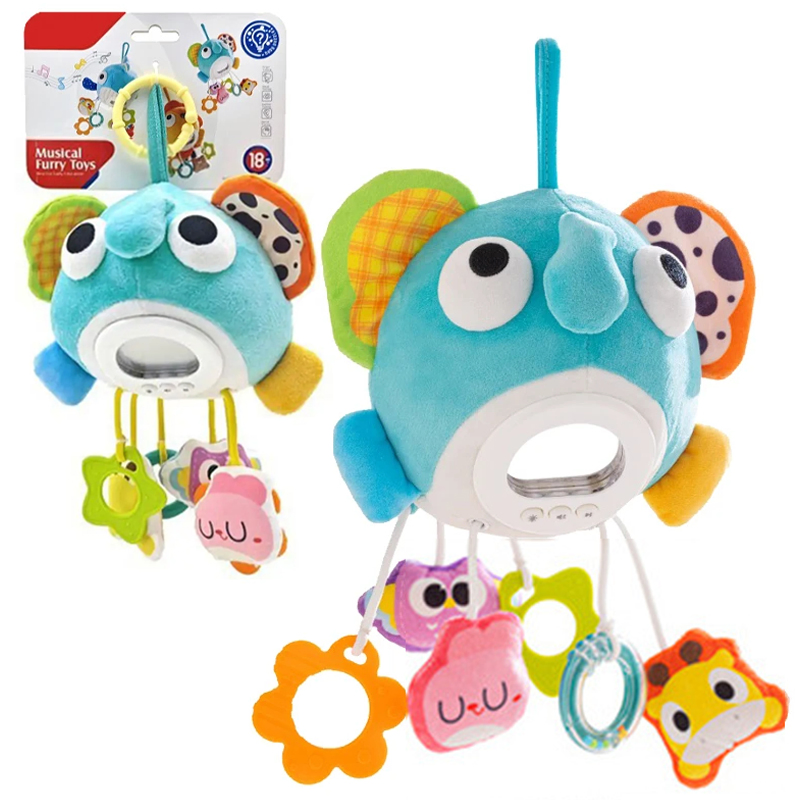 AiJH Plush Elephant Baby Musical Crib Toy with Hanging Rattles Soothing Soft Stuffed Animal Toy Sensory Montessori Baby Activity Toy