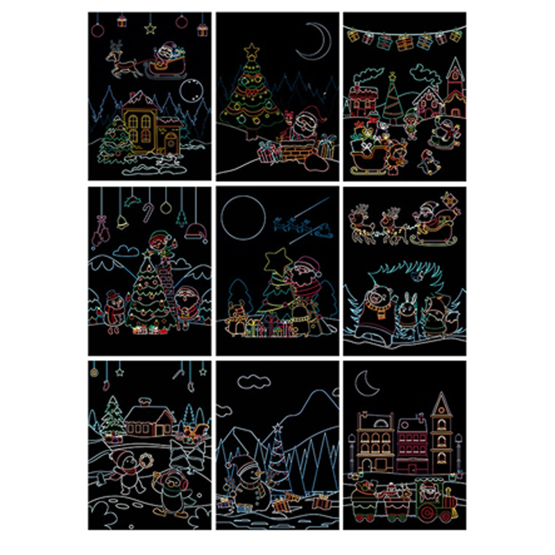 Christmas Series Art Cartoon Scratch Card DIY Handmade Creative Colorful Painting Toy