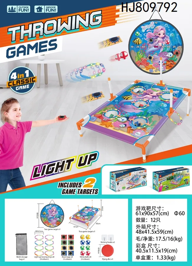 Kids Playing Cornhole Flying Disc Throwing Game