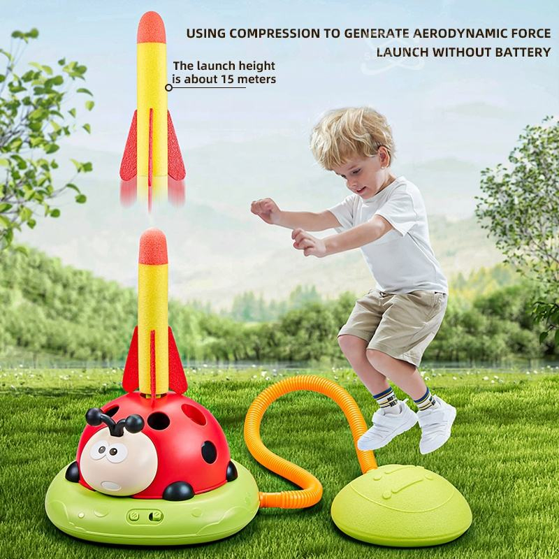 3 in 1 Musical Jump Rope Stomping Launch Rocket Launcher Ring Toss Game Sport Toys