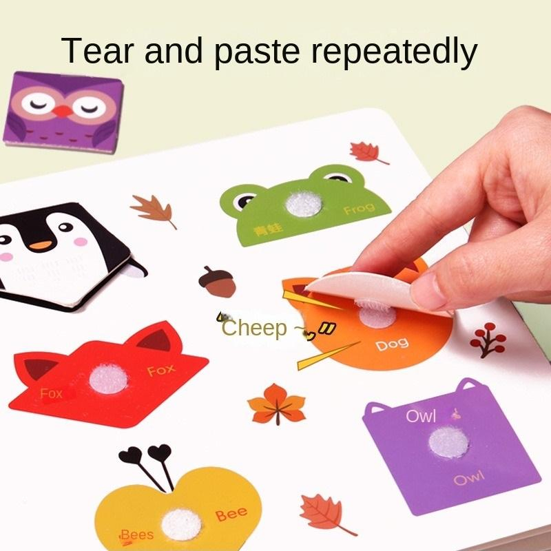 AiJH Children DIY Book Sticker Montessori Early Learning Sensory Educational Brinquedo Hand-Tear Paste Book Cognitive Cards Educational Baby Toys