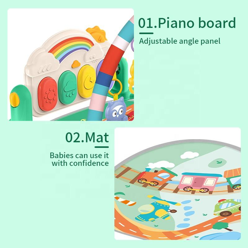 AiJH Wholesale Toys Infant Piano Playmat Rattles Toys Multifunctional Musical Activity Gym Baby Play Mat Toys