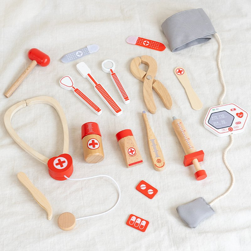 Wooden Educational Doctor Set Toy for Kids Pretend Play &amp; Preschool Gifts for Doctors and Medical Staff Accessory