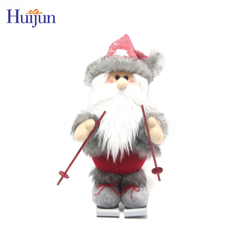 Wholesale Set of 3 Sleigh Santa Claus Navidad Stuffed Christmas Plush Snowman Reindeer Standing Doll for Xmas Holiday Home Decor