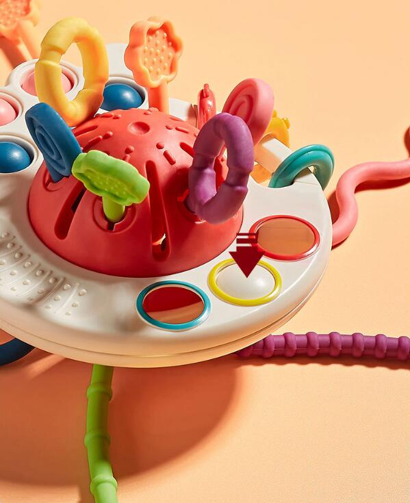 Pull String Interactive Silicone Toy Finger Training Educational Baby Early Learning Toy Wholesale Custom Logo Acceptable