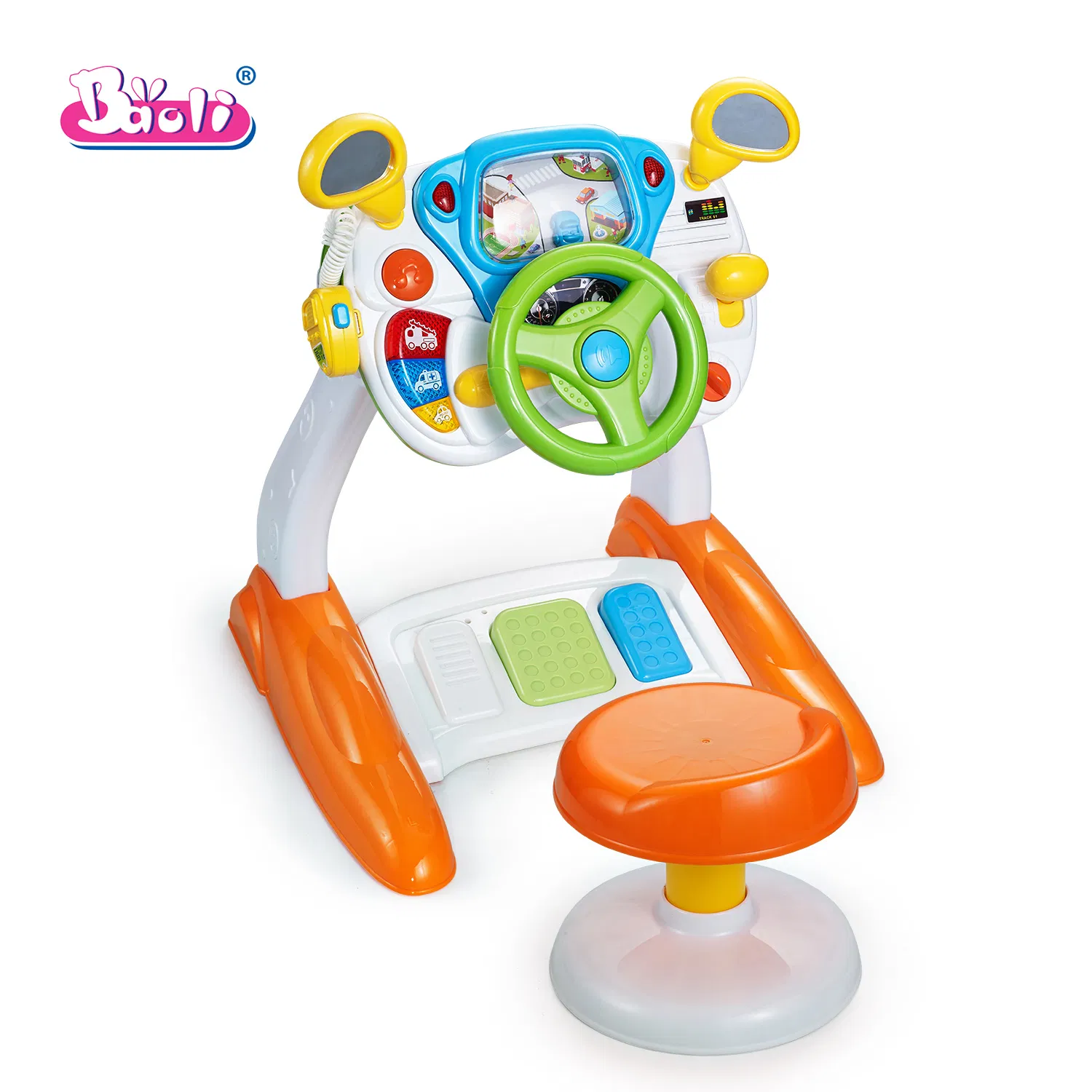 Baoli Hot Sale Interactive Driving Simulator Steering Wheel Musical Educational Toy