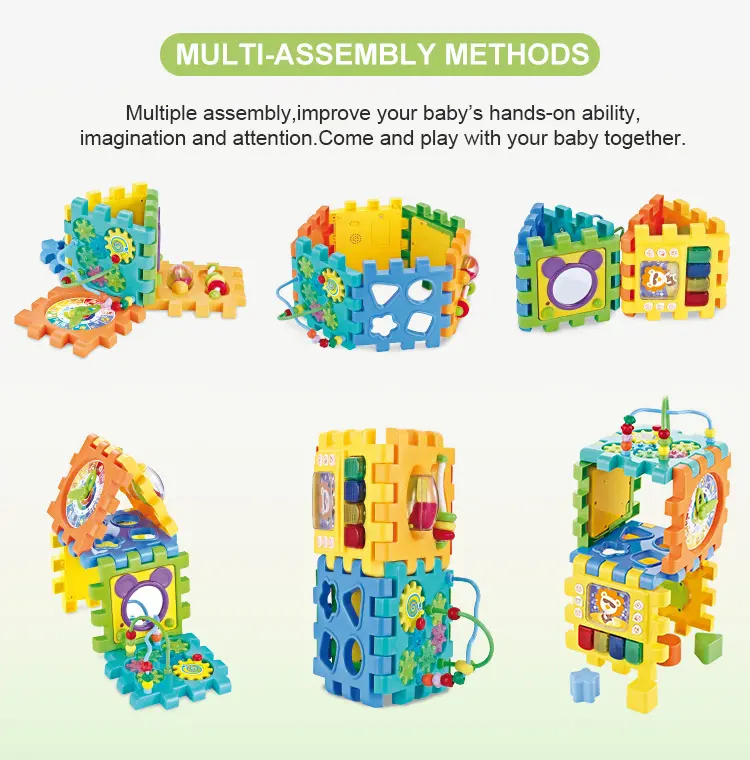 6 Sides Educational Toys Multifunction Colorful Musical Kid Baby Activity Cube Toy with Gears Game