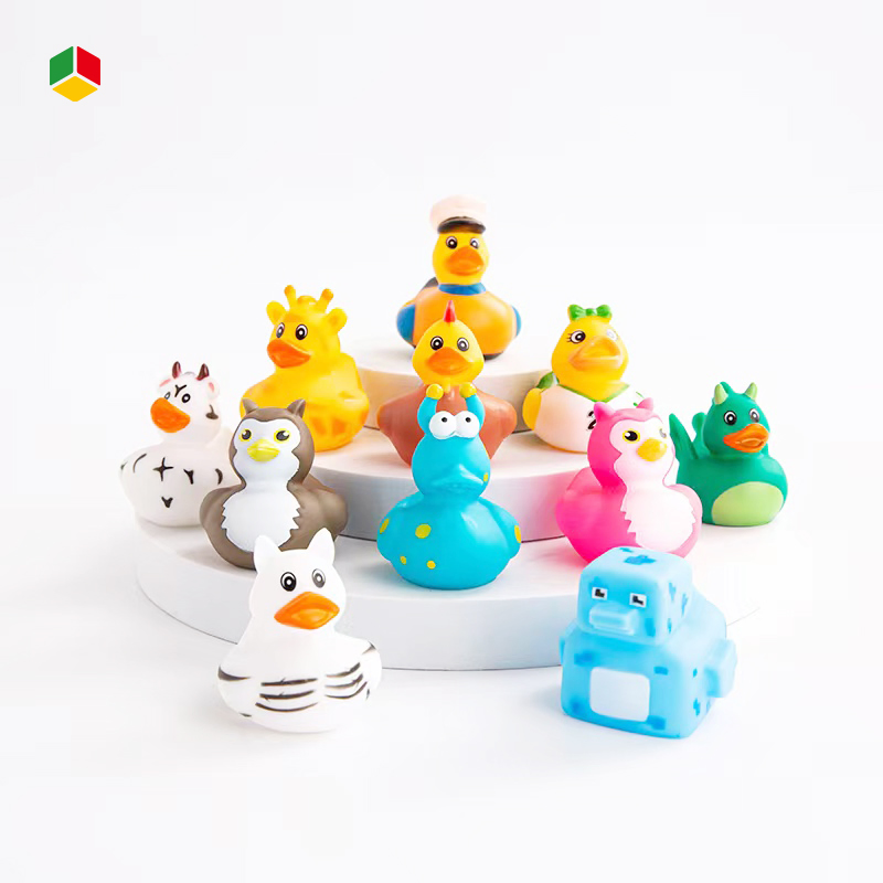 QS Duck Bath Toy Animal Set Colorful Floating Rubber Duck Borong Toys Mixed Floating Rubber Toys for Kids Duck Shape Yellow