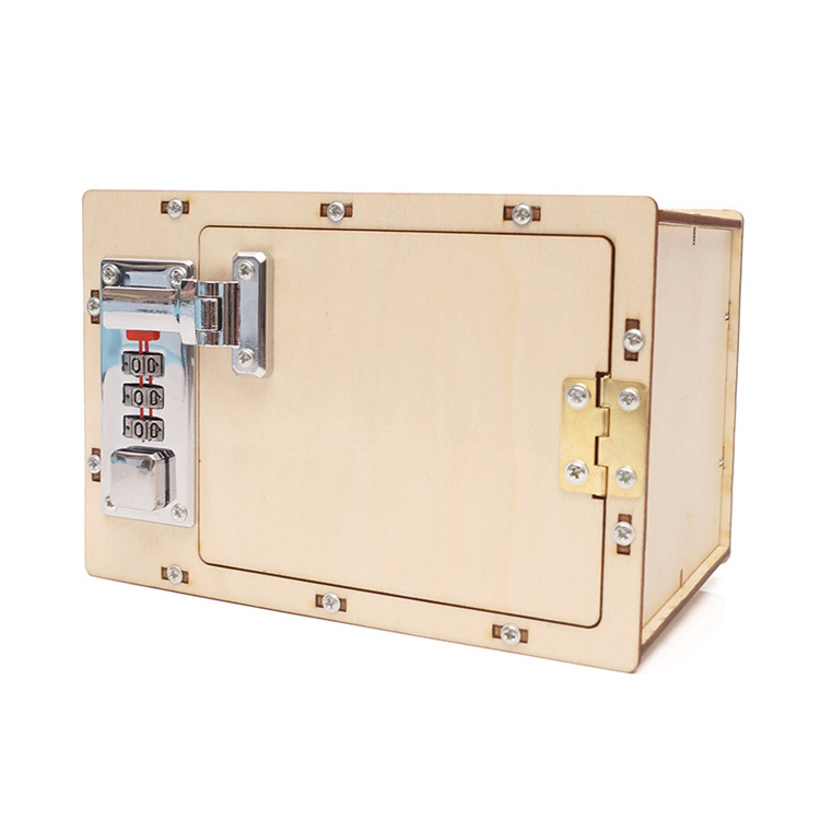 DIY Wooden Mechanical Lock Password Box Children Handmade Building Model Toys Stem Fun Science Experiment Kit for Kids Gift