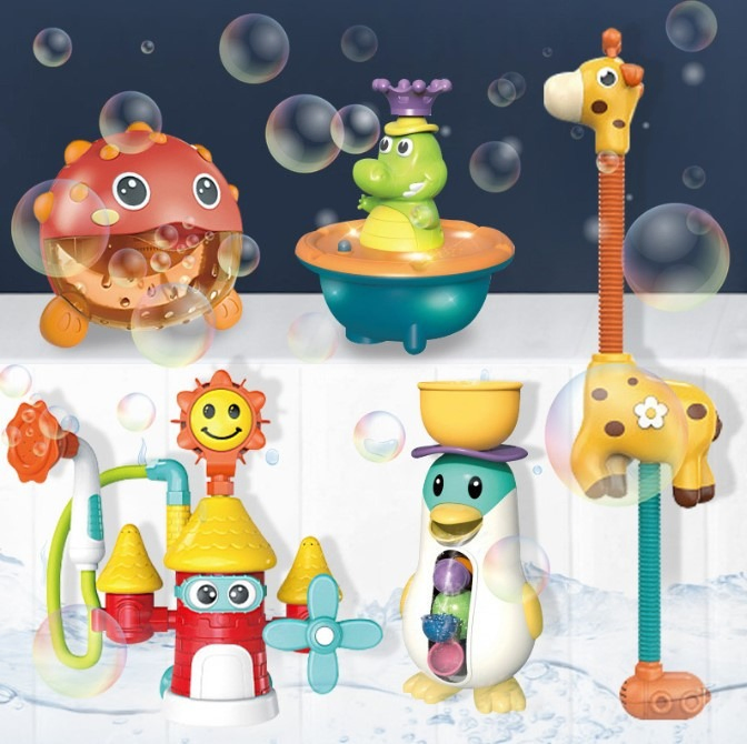 Summer Kids Shower Toy Crocodile Shower Spray Toy Floating Water Electric Rotate Bath Toys Fountain Bathtub Toys