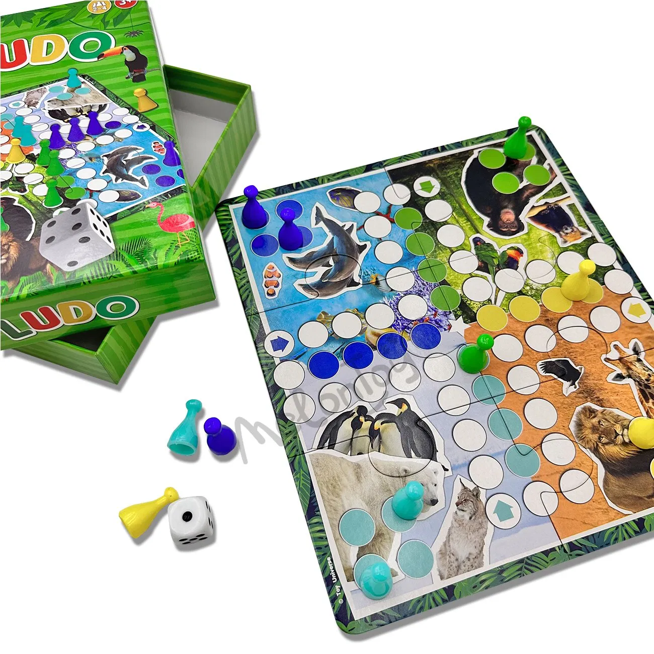 Animal Adventure Board Game Dice Rolling Games with Chess Spinner Table Board Game Children Toy Paper Board Game