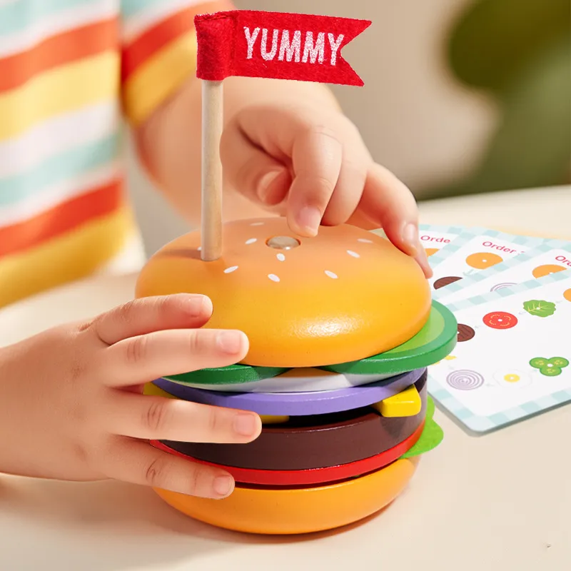 Wooden Hamburger Sandwich Toy 4