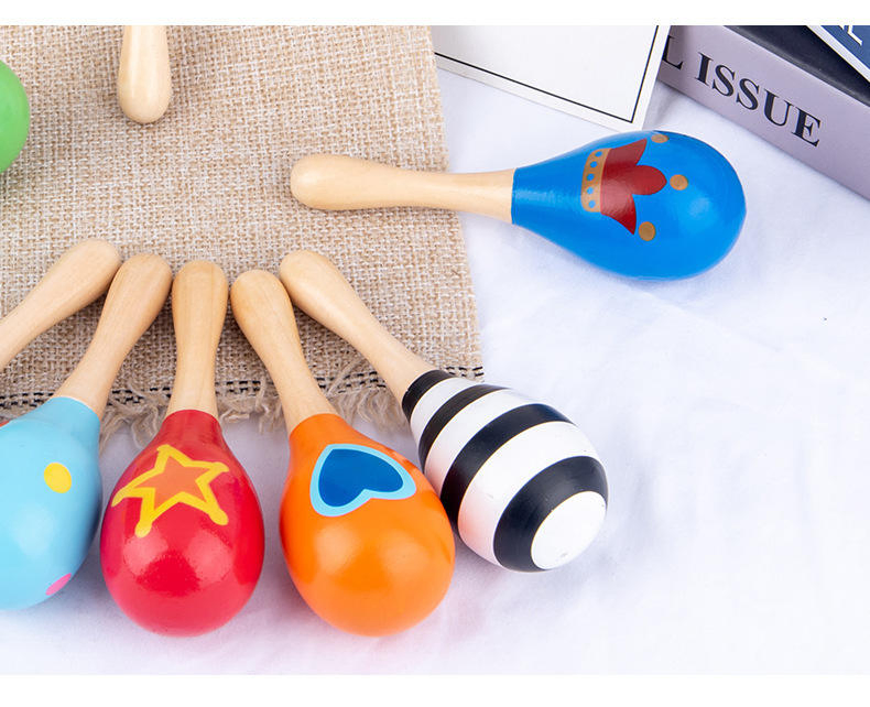 Wood Toddler Montessori Educational Baby Toys Musical Maracas