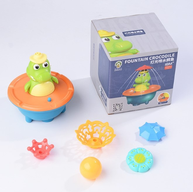 Summer Kids Shower Toy Crocodile Shower Spray Toy Floating Water Electric Rotate Bath Toys Fountain Bathtub Toys