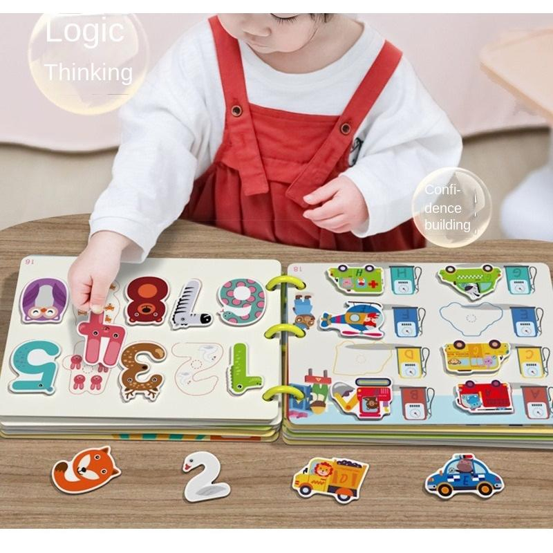 AiJH Children DIY Book Sticker Montessori Early Learning Sensory Educational Brinquedo Hand-Tear Paste Book Cognitive Cards Educational Baby Toys